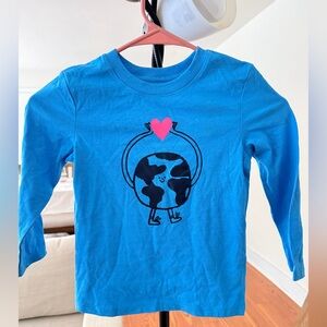 Cat & Jack Blue Long Sleeve Tee with Heart and Earth Design